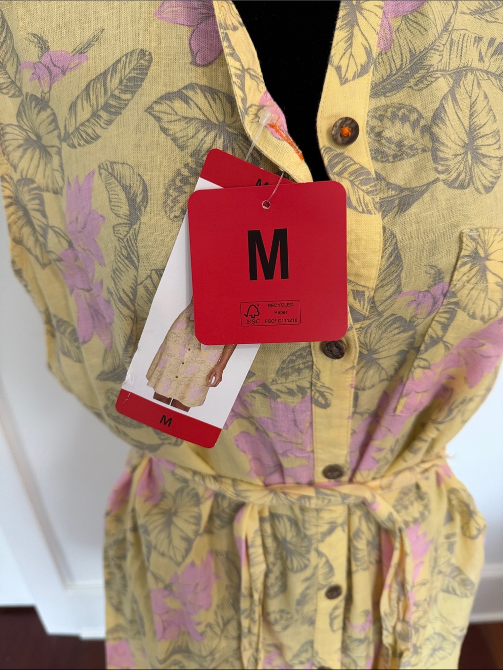 Margaritaville Yellow Floral Midi Dress with Pink Accents - Picture 2 of 3